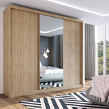 Guarda Roupa Casal 3 Portas 1 Espelho 100% Mdf London Egwt