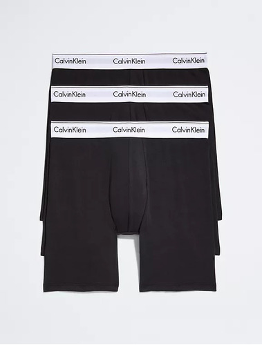 Calvin Klein Pack 3 Boxer Negro Algodon Suave Largos M Y L