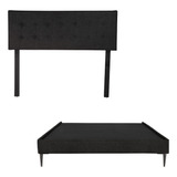 Cabecera+base Cama Slim Queen Size Dicasa Bilbao Slim Negro