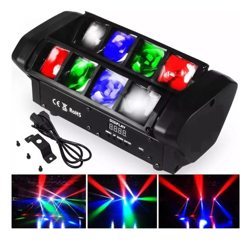 Mini Moving Spider Beam 8 Leds De 5w Rgbw Strobo Dmx Ds8614