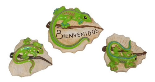 Elegante Figura Iguanas 3 Pzas Decoración De Pared 