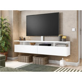 Mueble Tv Rack Flotante En Melamina 180x25x30 Con Puertas