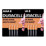 16 Pilhas Palito Aaa Alcalina Duracell (2 Cartelas C/ 8 Unid
