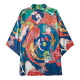 Camisa Kimono Tradicional Japonesa Summer Carp Haori