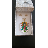 Collar Virgen Guadalupe Niños Con Aretes  Inoxidable 