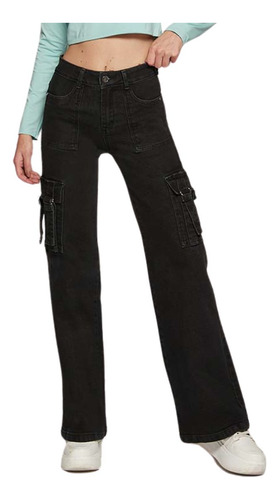 Jeans Mujer Pants Cargo 1846 Negro Paradise Jeans