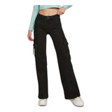 Jeans Mujer Pants Cargo 1846 Negro Paradise Jeans