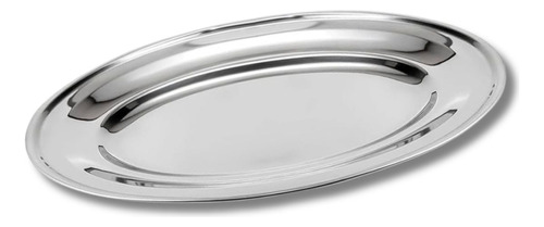 Kit 50x Bandeja Oval Reforçada Aço Inox Travessa 30cm Porção