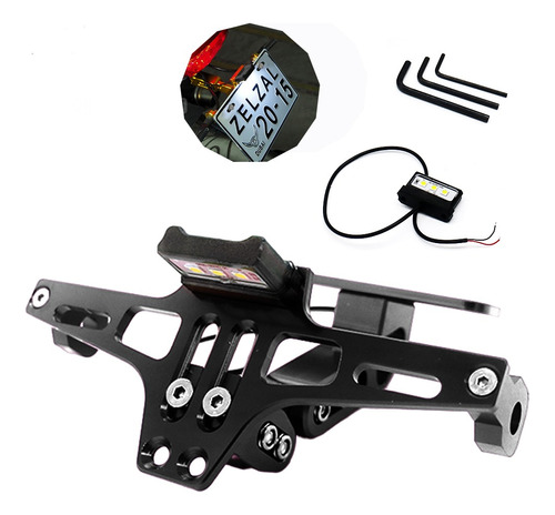 Porta Placa Universal Para Moto Ajustable Con Luz Led