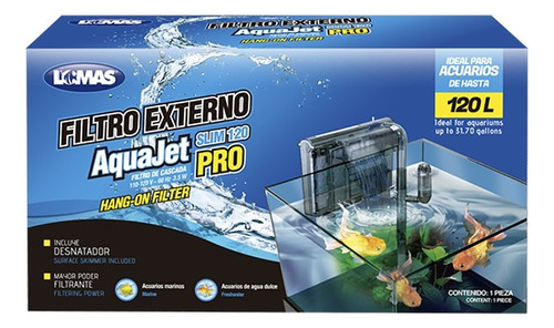 Filtro Externo Aquajet Slim Pro Delgado Acuario 120l Lomas