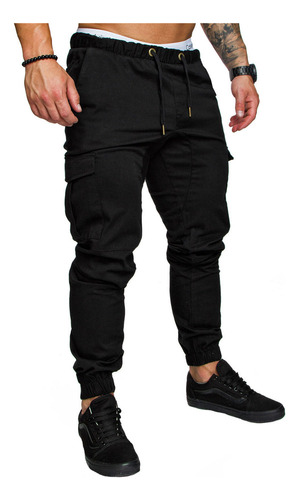 A Pantalón Jogger Bolsas Cargo Casual Cómodo Hombres