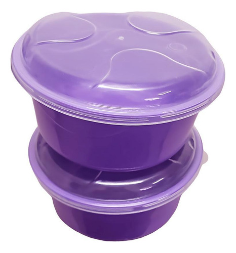 2 Potes Organizador Redondo Cozinha 700ml Com Tampa Roxo