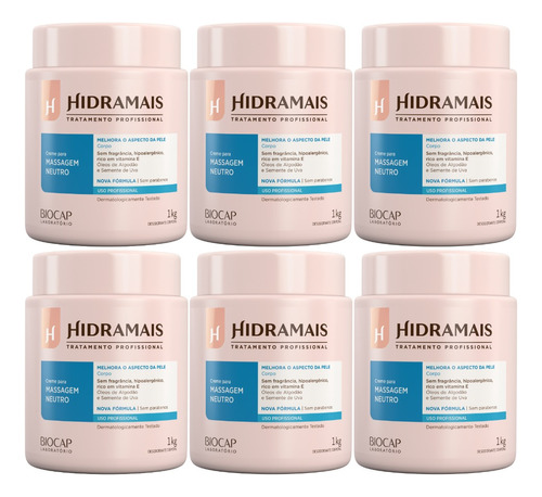 Kit Hidramais Com 6 Cremes Neutro 1kg