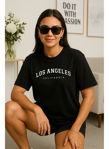 Camiseta Over Blusão Feminina Los Angeles Algodão Streetwear | MercadoLivre