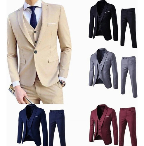 Nuevo Traje Slim Casual De Tres Piezas Para Hombre