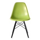 2xhome Eames Side Blk Leg Silla De Comedor, Verde, 1 Pieza