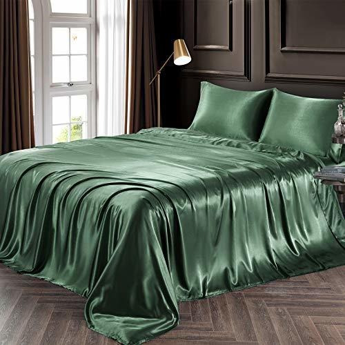 Sábanas Y Fundas - Chvonttow 4 Piece Satin Sheets Queen Size