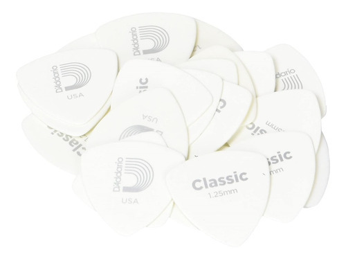 Daddario 2cwh7-25 Paquete 25 Púas Plumillas Guitarra 1.25 Mm Color Blanco