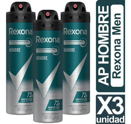 Desodorante Rexona Hombre Pack X3 Unidades