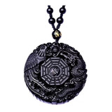 Collar De Obsidiana Dragon Fenix Ying Yang Bagua