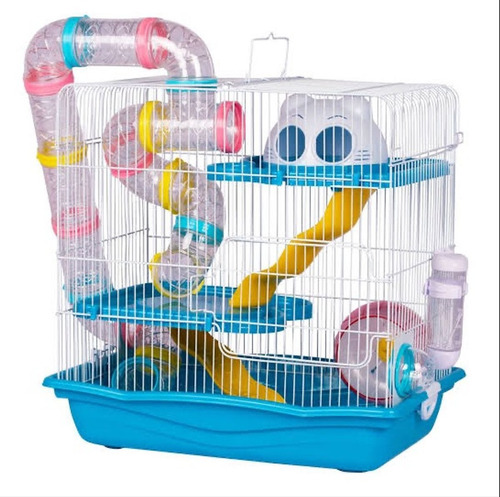 Jaula Hamstera Para Hamster Con Tubos 2 Pisos 45x30x45