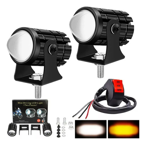 Faros Auxiliares Moto Doble Color Impermeables Faros Led Par