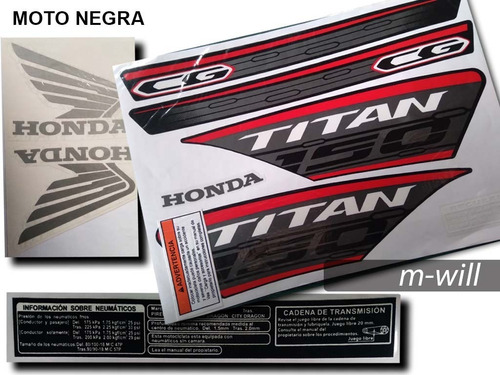 Kit Calcos Tipo Original Honda Titan 150 - 2019 - Moto Negra