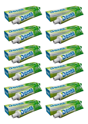 Kit 12 Creme Dental Dentil 90g Menta Hortelã Xilitol S Fluor