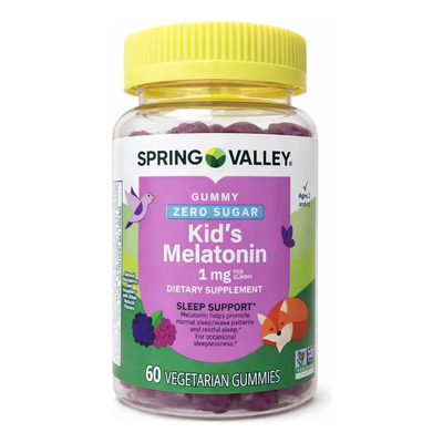 Spring Valley Melatonina Kids 1 Mg 60 Gomitas Vegetarianas Apoyo Al Descanzo Placentero Y Al Sueño Profundo Para Niños Mayores De 2 Años Zero Azucar | Envío gratis
