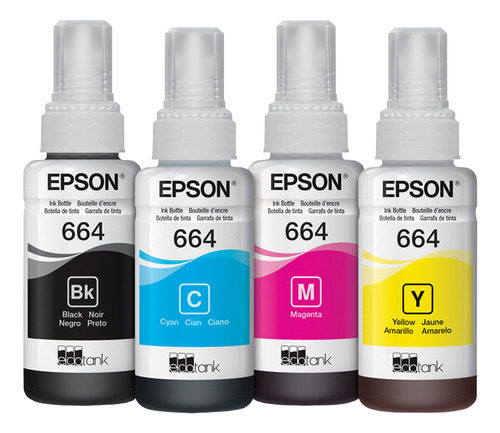 Pack 4 Tintas Epson T664 Negro Cian Magenta Amarillo