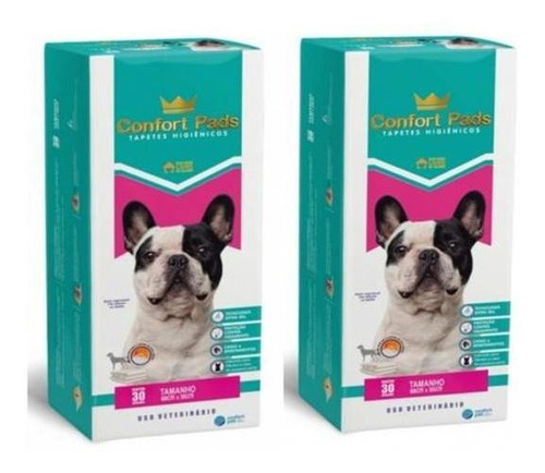 Kit 02 Tapete Higiênico Cães Confort Pads 30 + 30 = 60 Unid