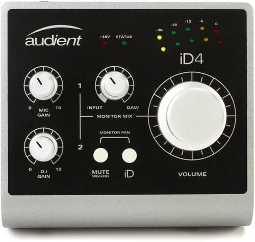 Placa De Audio Usb Audient Id4 Interfaz De Sonido 2 In 2 Out