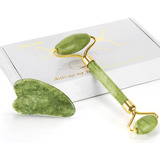 Jade Roller Gua Sha - Juego De Cuidado Facial De La Piel, He