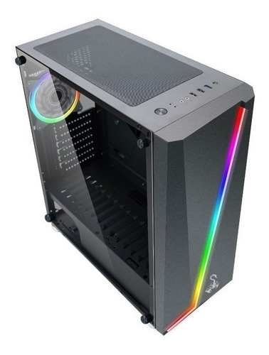 Gabinete Gamer Rgb Mid Tower Atx Painel De Vidro Strip Led