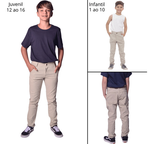 Calça Juvenil Infantil Jeans Masculina Lycra Tam 12 Ao 16