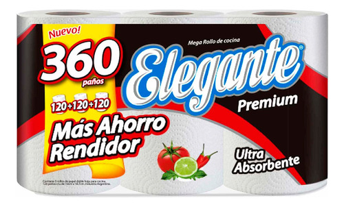 Rollo De Cocina Elegante 120 Paños X 3 Rollos