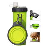 Vaso Portátil Doble Compartimiento Con Plato Plegable Perro