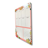 Planejador Planner Magnético Geladeira Semanal Flor 21x29 Cm