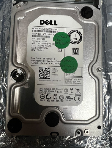 Hd Dell Enterprise Plus 1tb 7.2k Sata Wd1003fbyx