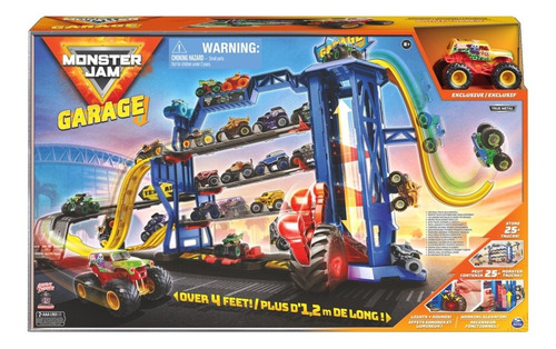 Playset Spin Master Monster Jam Garaje + Grave Digger Color Multicolor