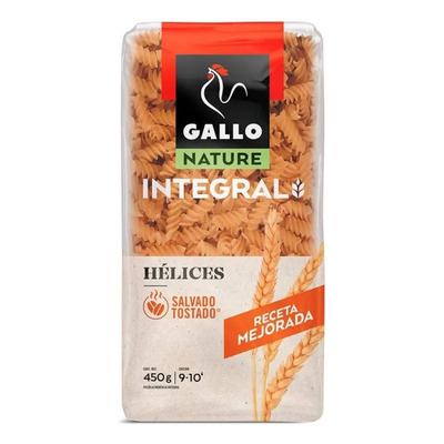 3 Pza Pasta Hélices Nature Integral 450 G