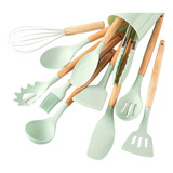 12 Piezas Utensilios De Silicona Para Cocina Y Manejar Color Verde