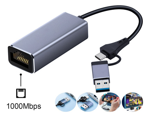 Lectura Rápida De Usb 3.0/type-c A Rj45 1000 Mbps