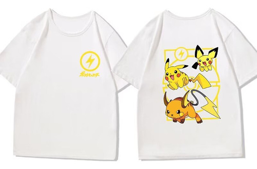 Camiseta De  Estampado De Algodón Pikachu Raichu Lindo