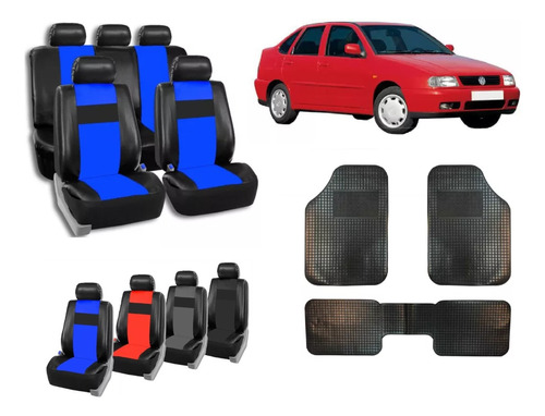 Fundas Cubre Asiento Cuerina Vw Polo M/ Viejo + Alfombra 3 P