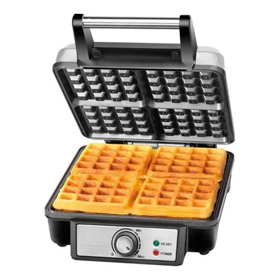 Wafflera Chefman RJ04-4P-V2-MX 4 Rebanadas Antiadherente Plata\u002FNegro 700W | Meses sin interés