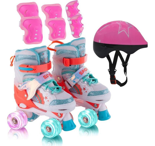 Patins Sereia, Quad Com Ajuste Tamanho + Kit E Rodinhas Led