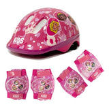 Kit Capacete + Proteção Infantil Absolute Rosa Princesa Tamanho M