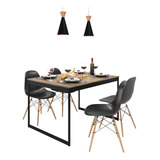 Kit Mesa De Jantar 120x90 Vintage+ 4 Cadeiras Eames Retro