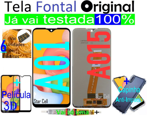 Tela Frontal Original A01 ( A015 )+ Película 3d+cola+capinha